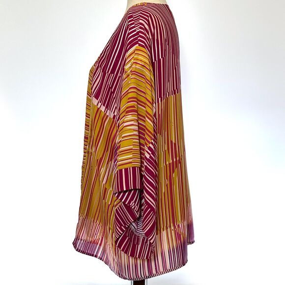 CAbi Medium Orange Pink Geo Print Kimono Jacket - Picture 2 of 8